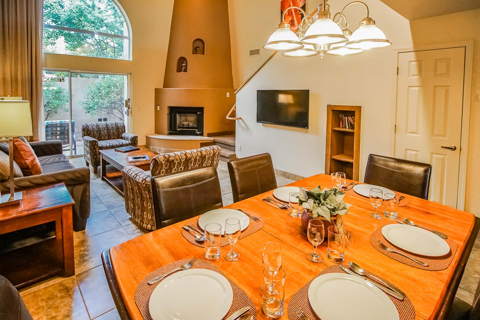 An elegant dining room at VRI's Sedona Springs Resort in Sedona, Arizona.